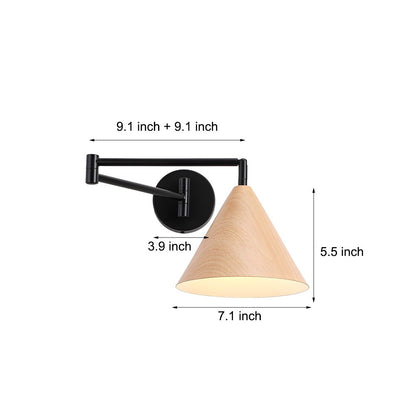 Linnoro Scandinavische wandlamp met zwenkarm en houteffect