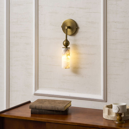 Wandlamp met albasten zuil