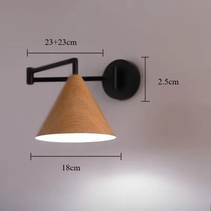 Linnoro Scandinavische wandlamp met zwenkarm en houteffect