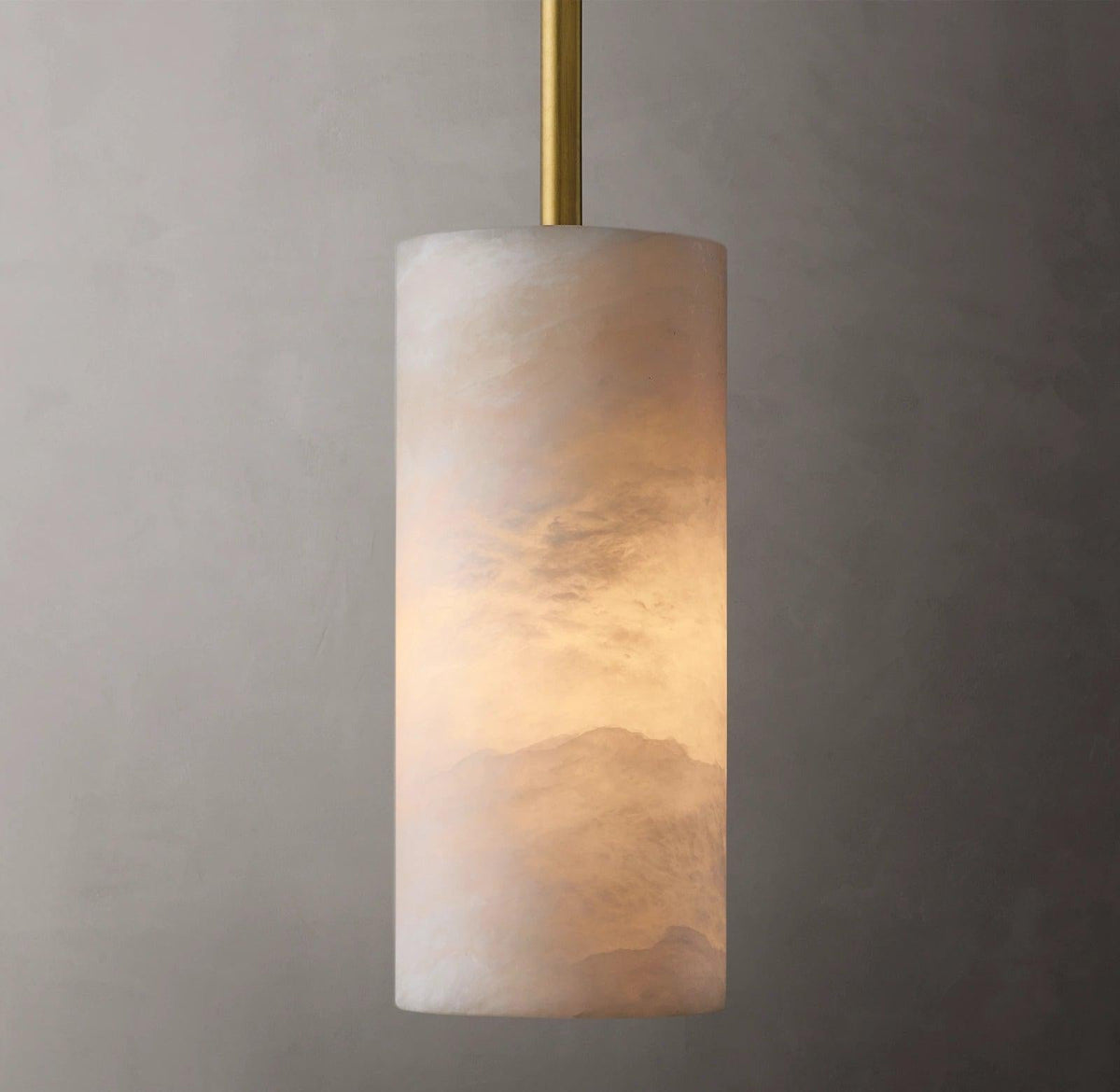 Alabasterkleurige hanglamp met zuilontwerp