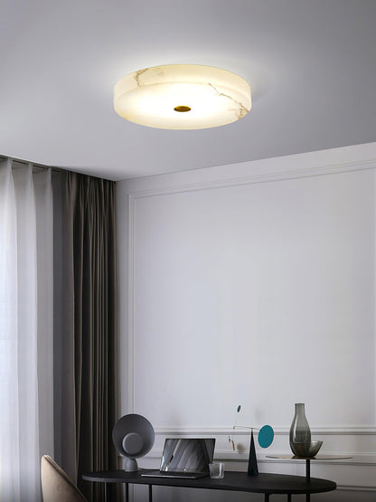 Plafondlamp met albasten trommelkap