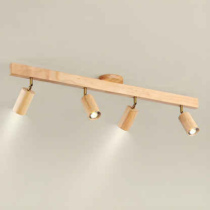 Houten rail met spotjes