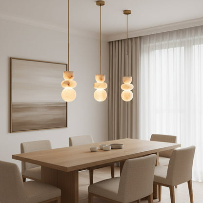 Gestapelde albasten hanglamp
