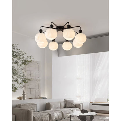 Geribd opalen glazen plafondlamp