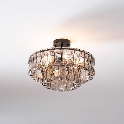 Gelaagde plafondlamp van ijsglas
