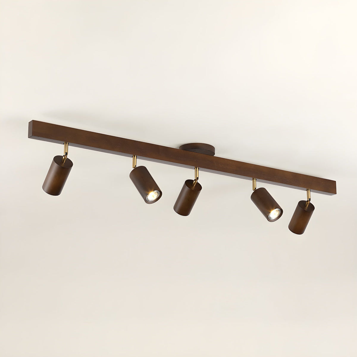 Houten rail met spotjes