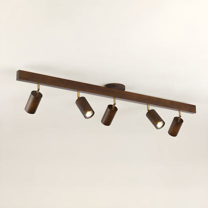 Houten rail met spotjes