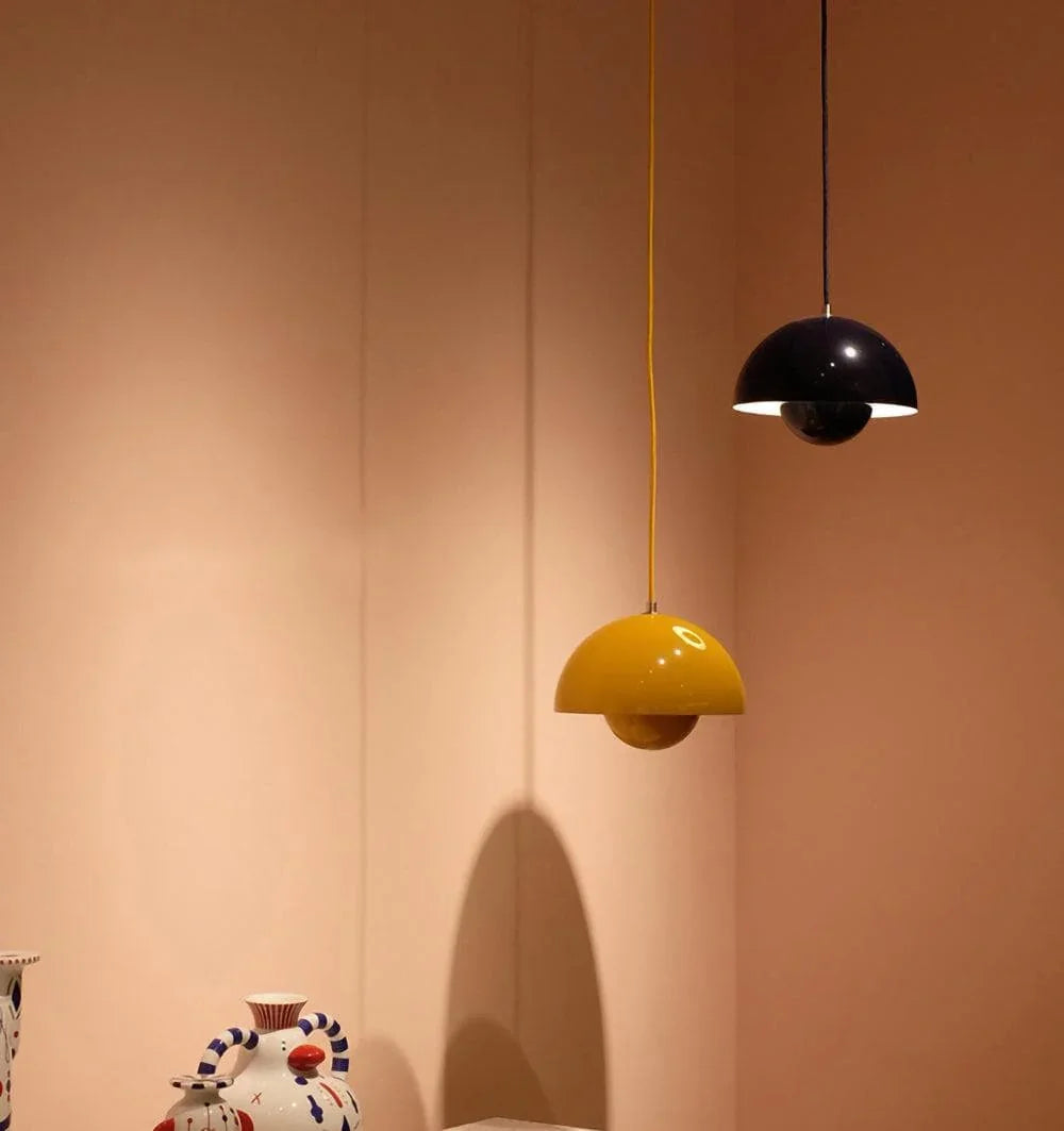 Metalen hanglamp met twee koepels