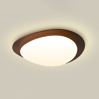 Gebeeldhouwde plafondlamp van walnoothout