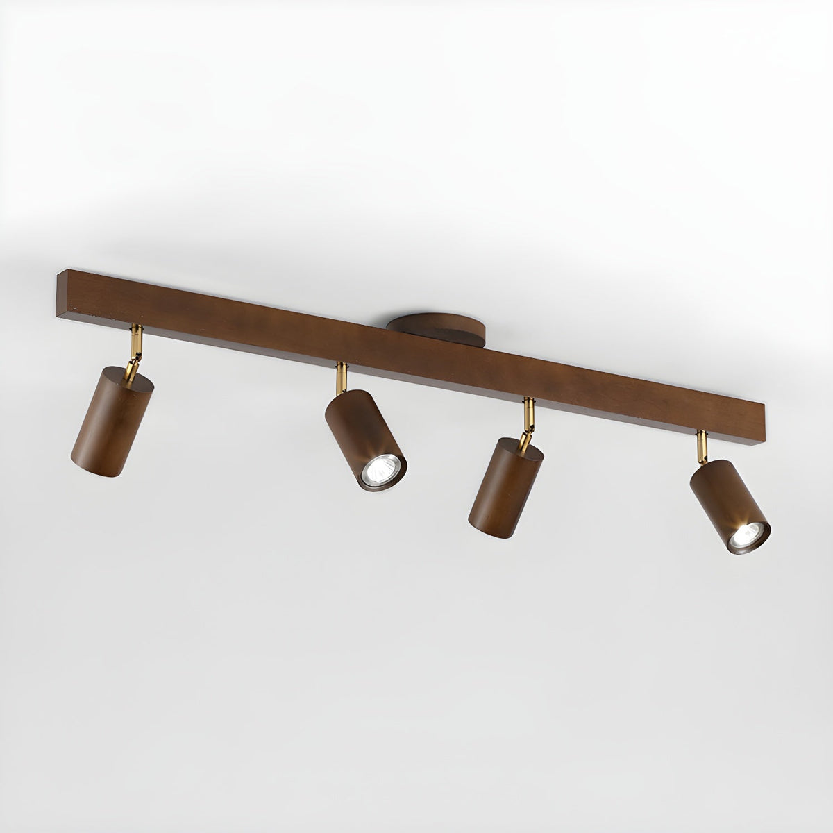 Houten rail met spotjes