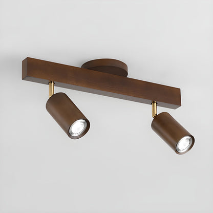Houten rail met spotjes
