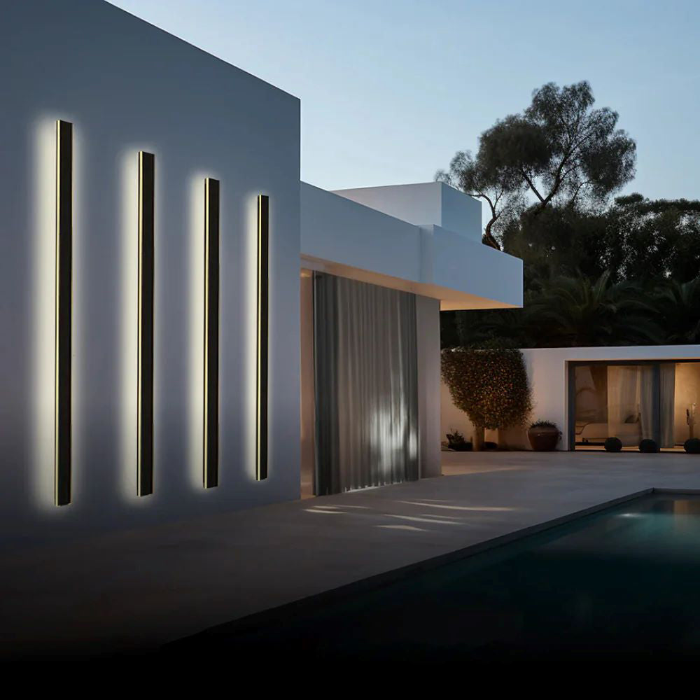 Veldrin minimalistische slanke zwarte metalen buitenwandlamp