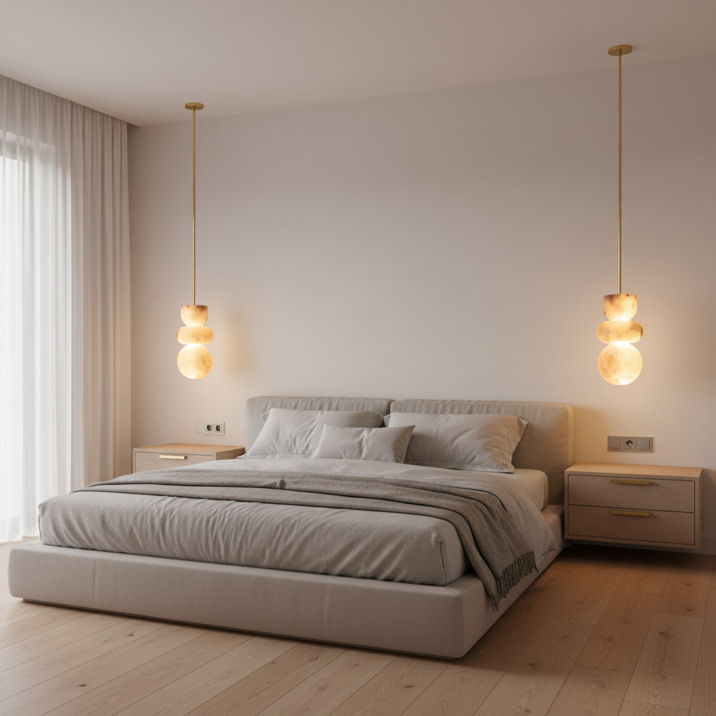 Gestapelde albasten hanglamp