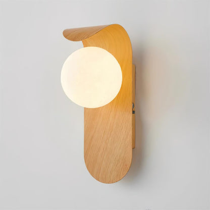 Velmara minimalistische houten wandlamp in de vorm van een wereldbol
