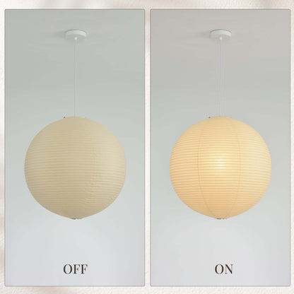 Hanglamp in washipapier in de vorm van een wereldbol