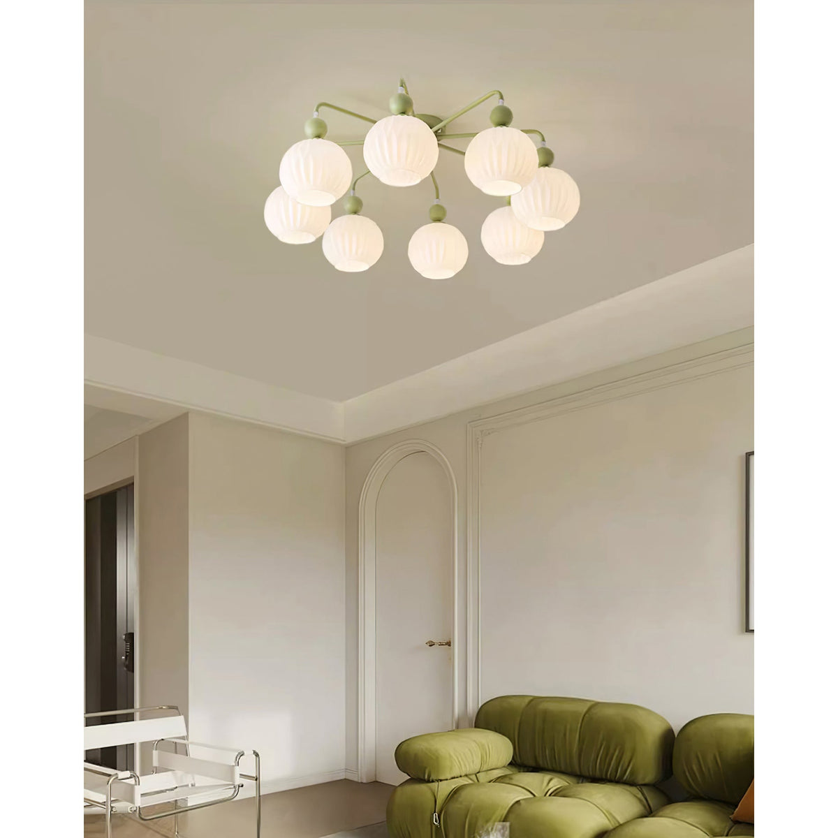 Geribd opalen glazen plafondlamp