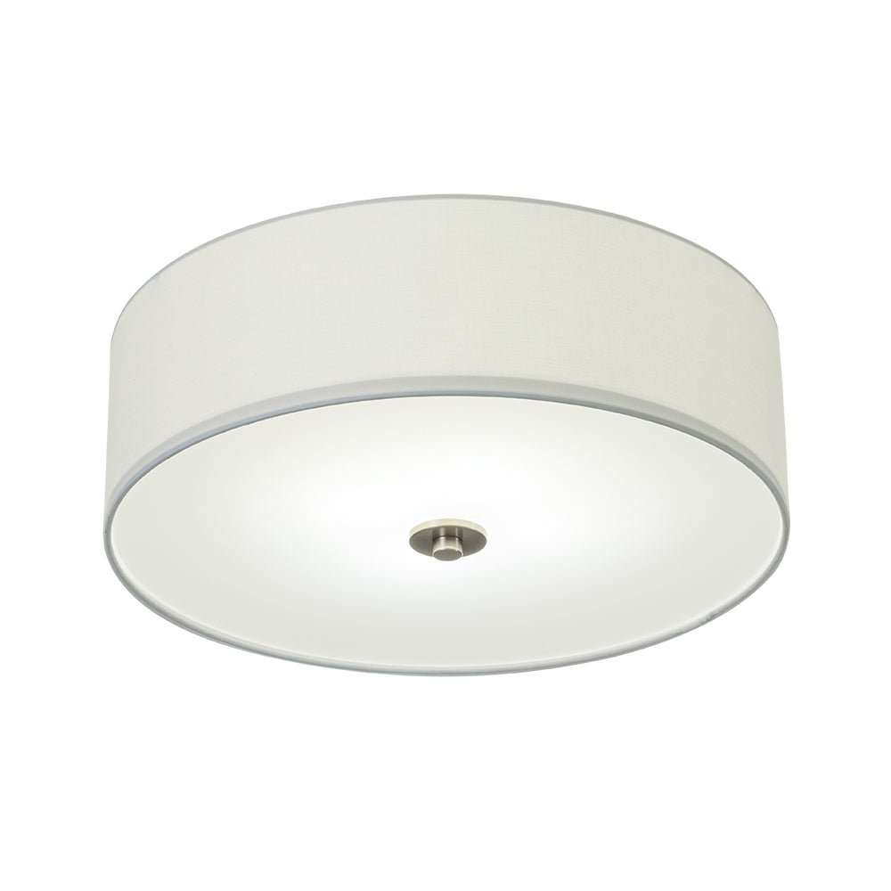 Half-inbouwlamp met witte linnen kap in trommelvorm