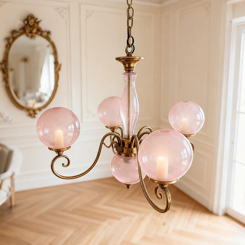Gegoten messing globehanglamp