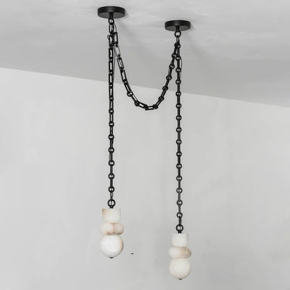 Kroonluchter met cascade van albaststeen
