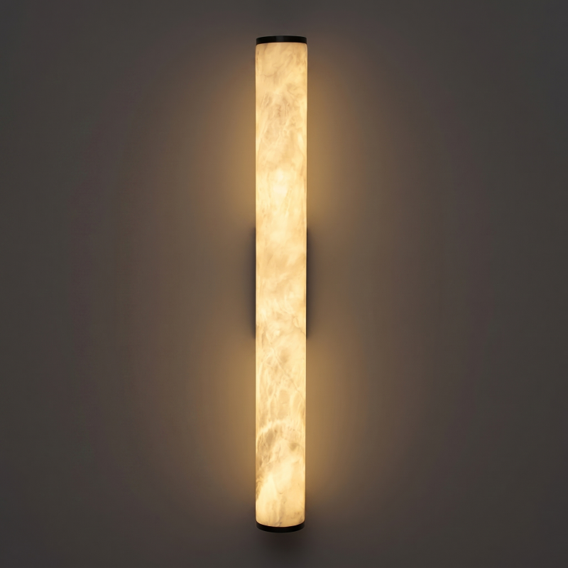 Sculpturale wandlamp van albast