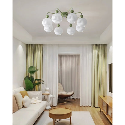 Geribd opalen glazen plafondlamp