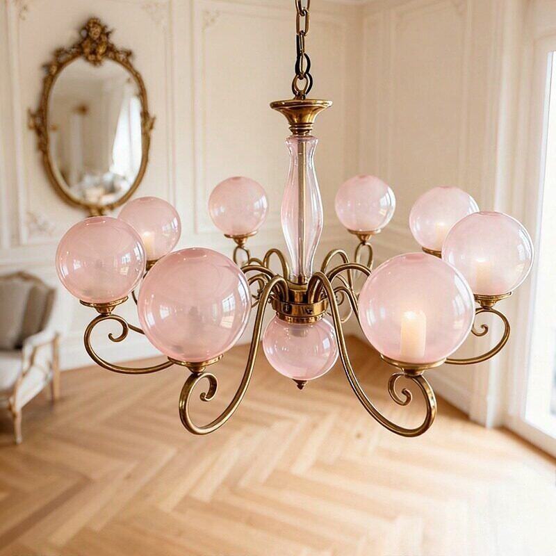 Gegoten messing globehanglamp