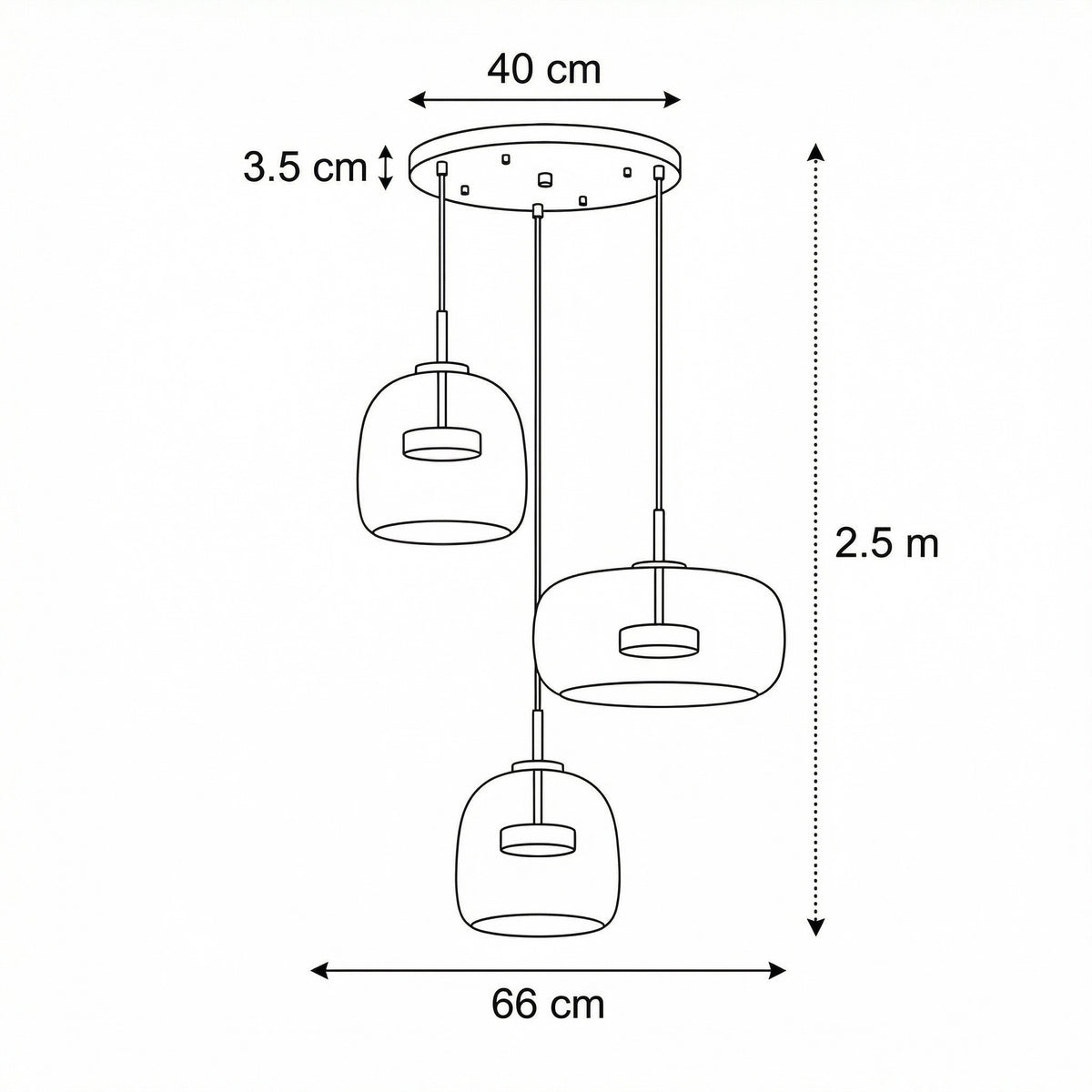Hanglamp met getinte glazen kap en trommelvormige lampenkap