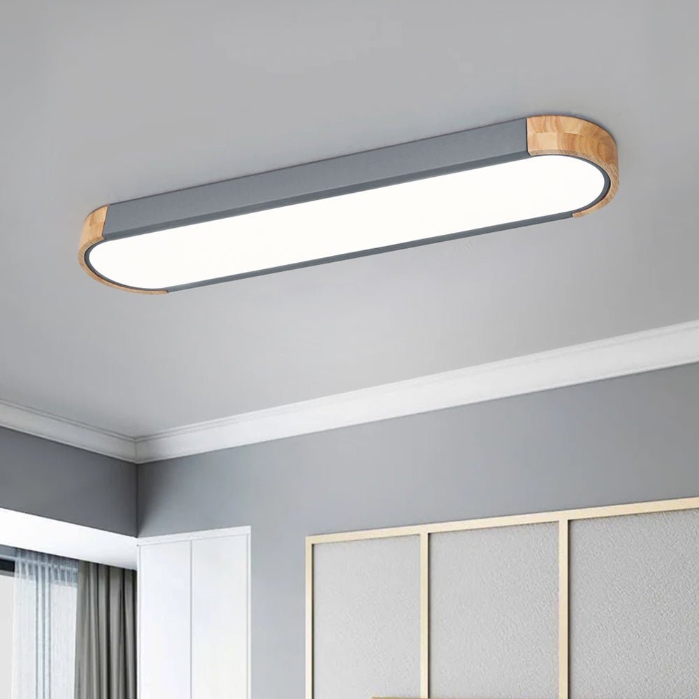Ovalyn minimalistische ovale houten led-plafondlamp
