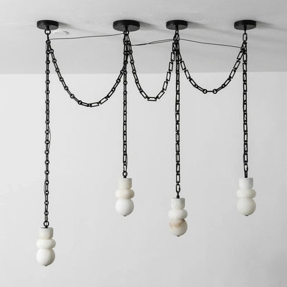 Kroonluchter met cascade van albaststeen