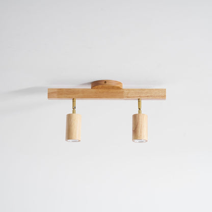 Houten rail met spotjes