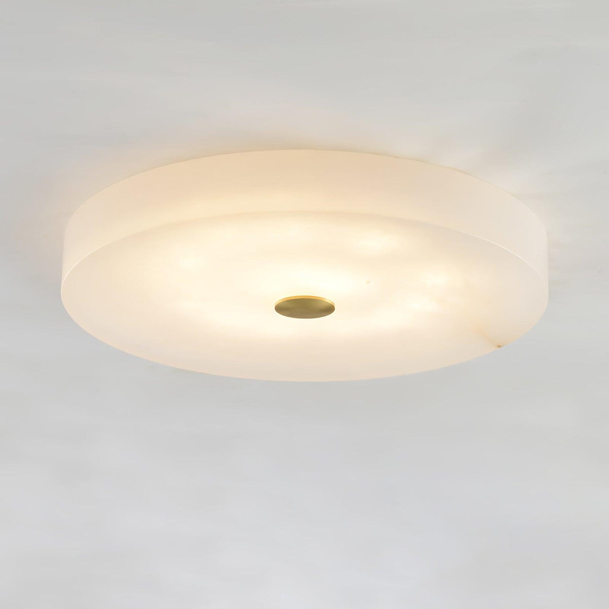 Plafondlamp met albasten trommelkap
