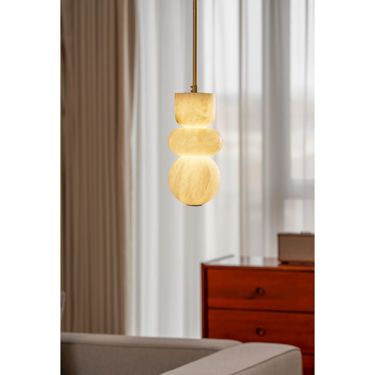 Gestapelde albasten hanglamp