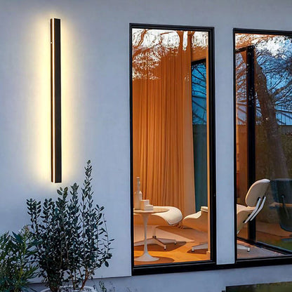 Veldrin minimalistische slanke zwarte metalen buitenwandlamp