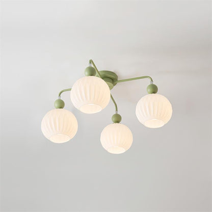 Geribd opalen glazen plafondlamp