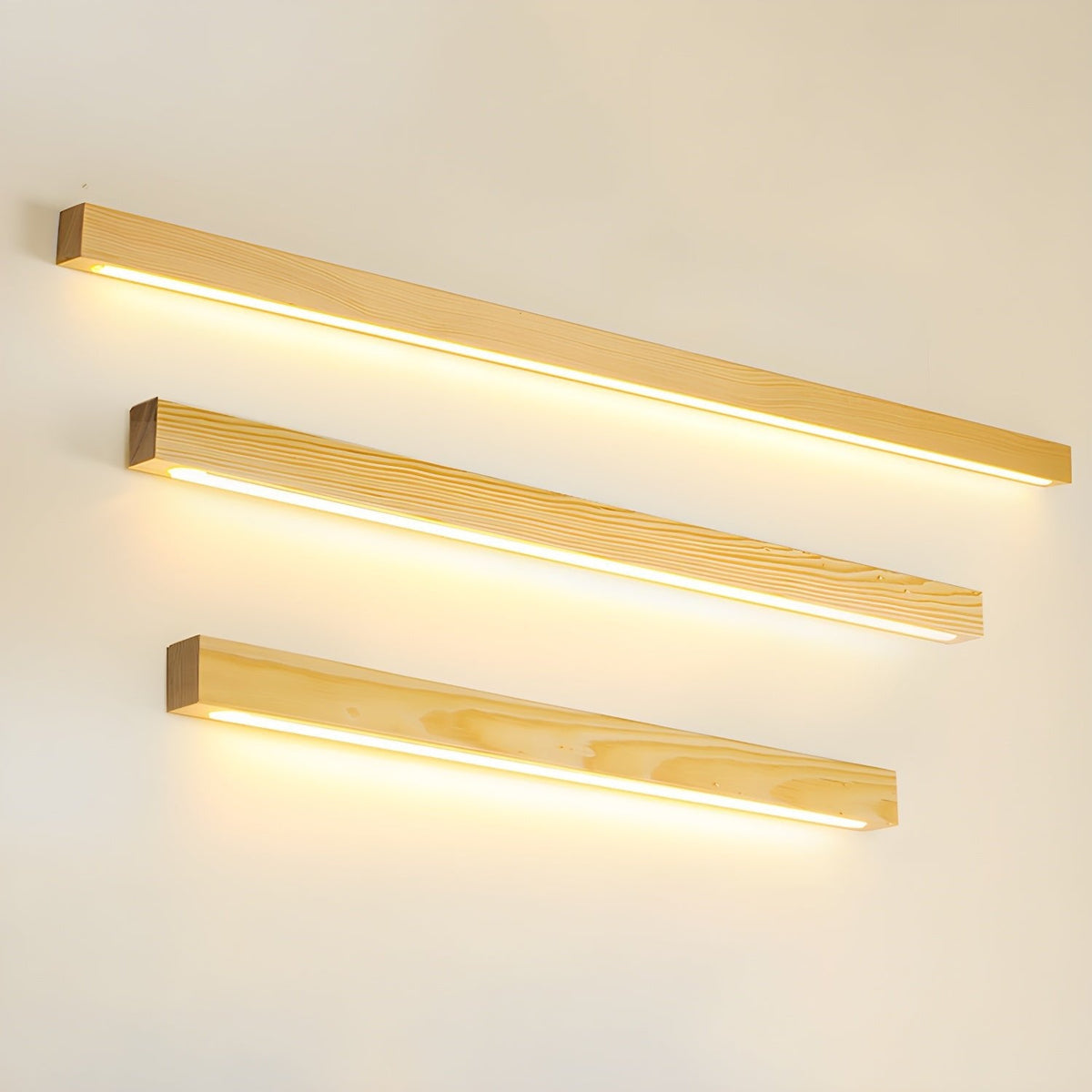 Slanke lineaire wandlamp van hout