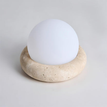 Orlando wabi-sabi-tafellamp van travertijn