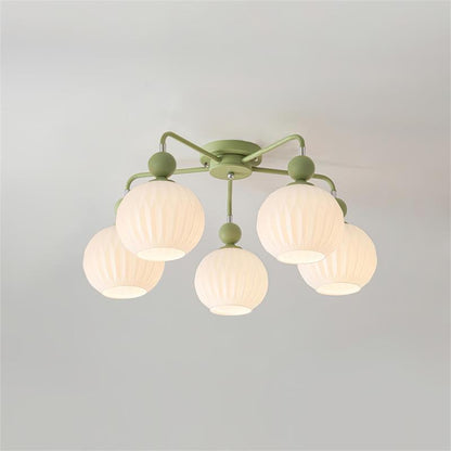 Geribd opalen glazen plafondlamp