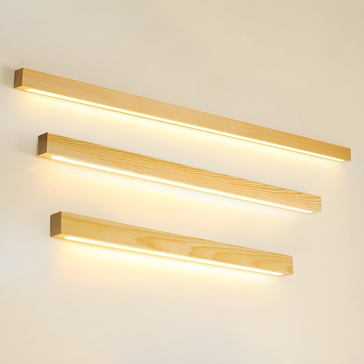 Slanke lineaire wandlamp van hout