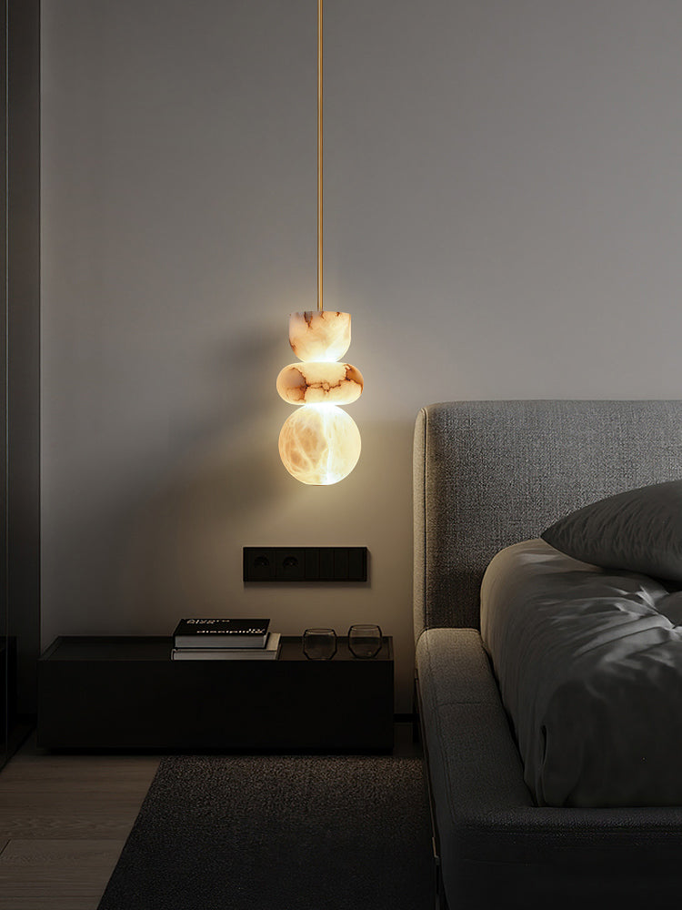 Gestapelde albasten hanglamp