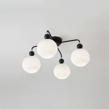 Geribd opalen glazen plafondlamp
