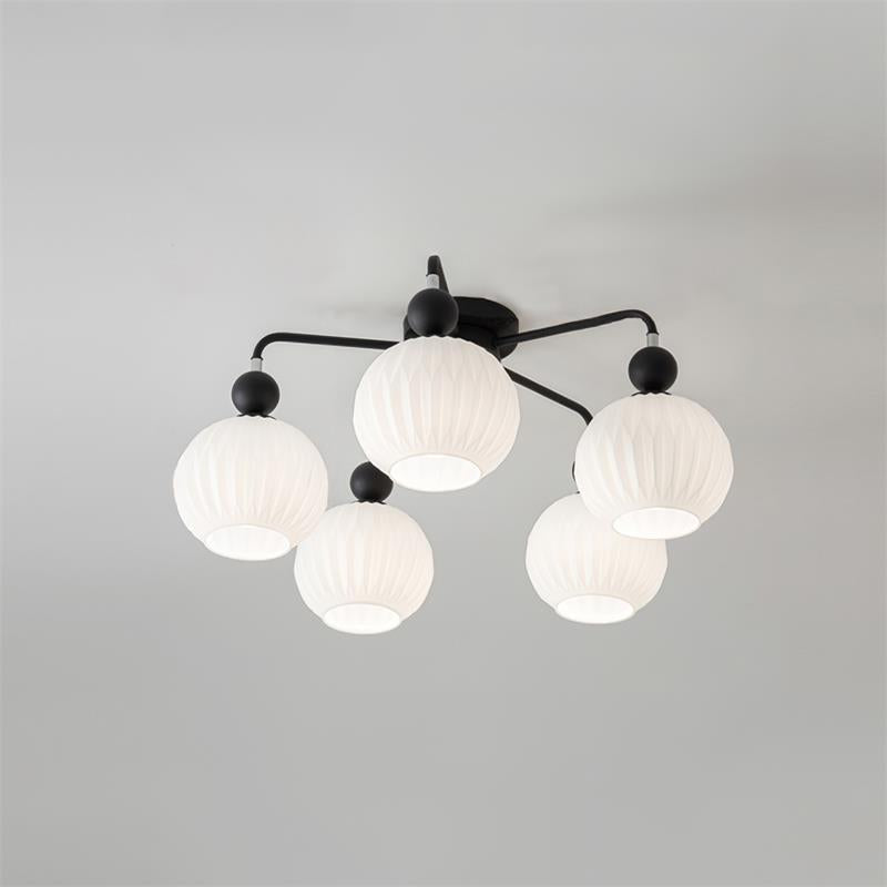 Geribd opalen glazen plafondlamp