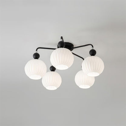Geribd opalen glazen plafondlamp