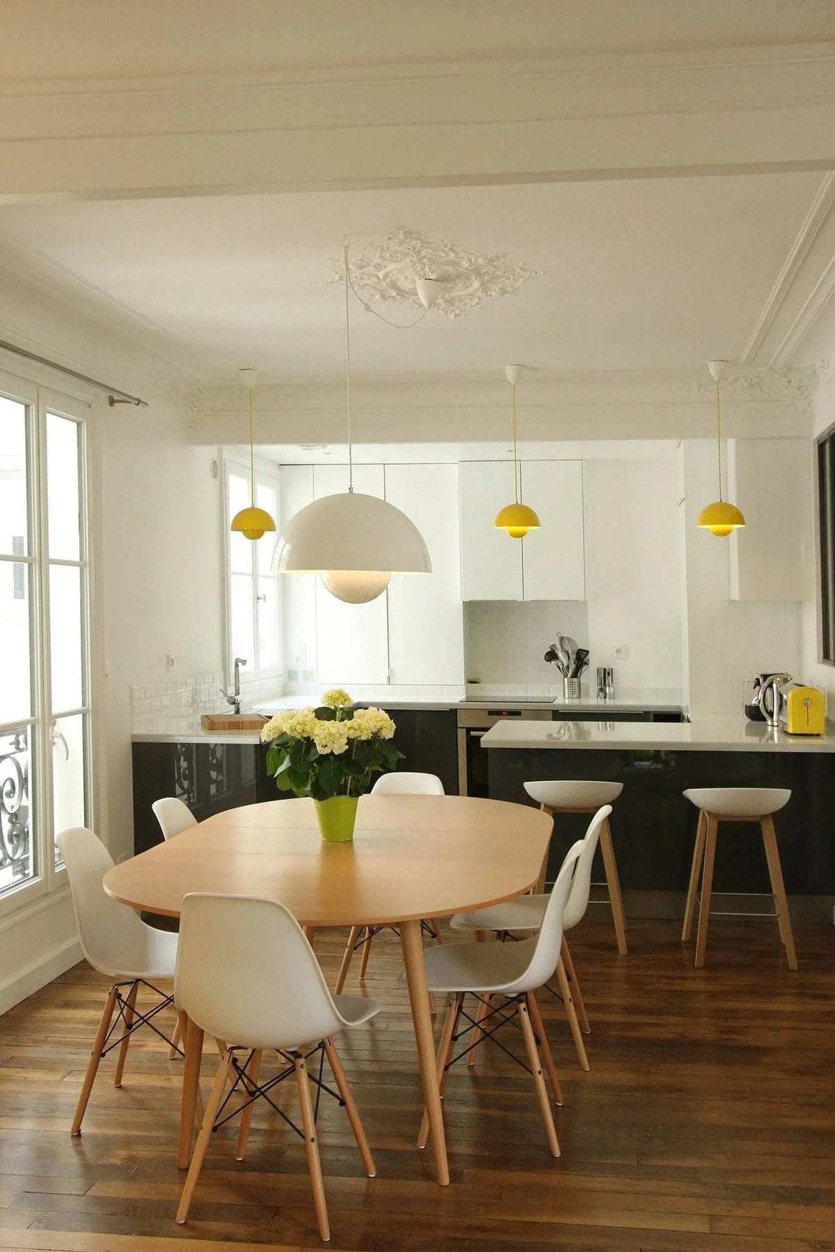 Metalen hanglamp met twee koepels