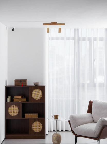 Houten rail met spotjes