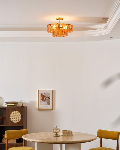 Gelaagde plafondlamp van ijsglas