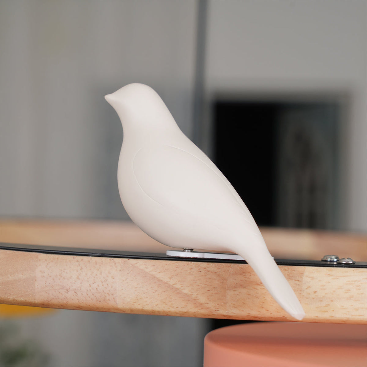 Ronde houten vogelhanglamp