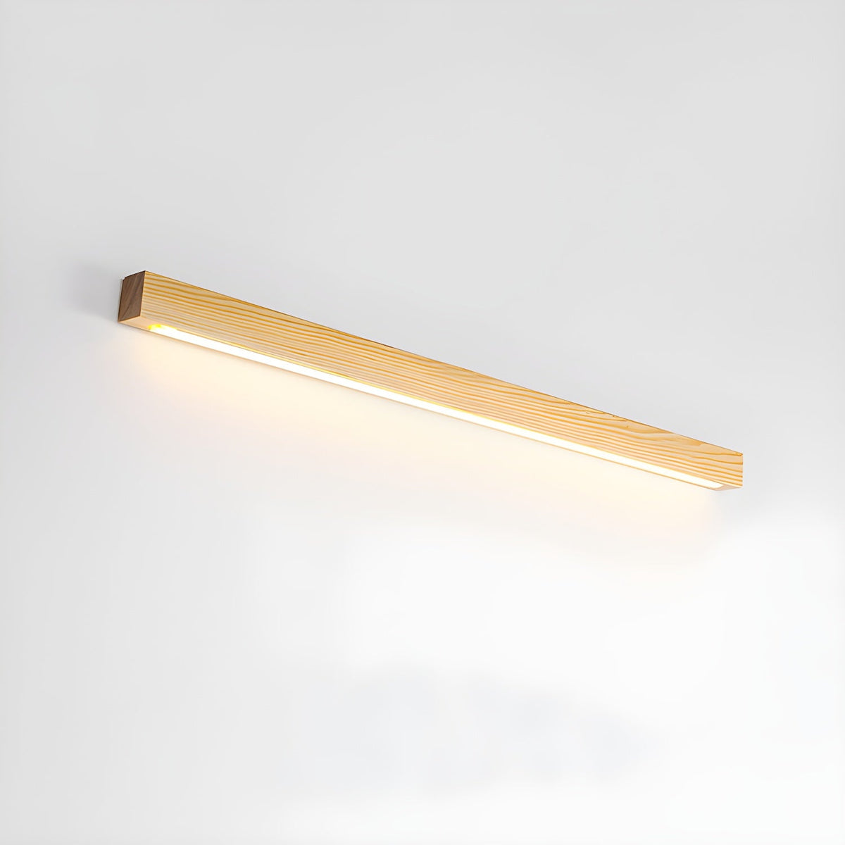 Slanke lineaire wandlamp van hout