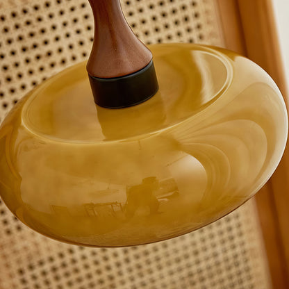Amberkleurige glazen hanglamp met stekker