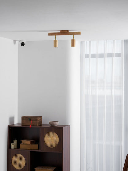 Houten rail met spotjes