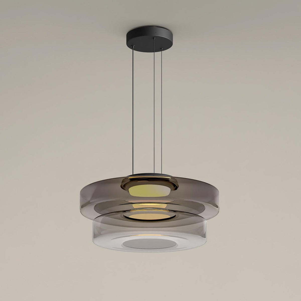 Hanglamp met gestapelde glazen schijven
